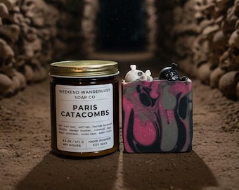 PARIS CATACOMBS Soap & Candle SET | Les Catacombes De Paris | Skull Soap | Halloween Candle | Autumn Soap | Soy Candle | Self Care Gift