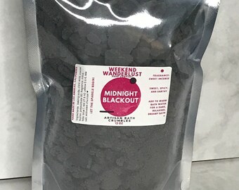 MIDNIGHT DARK BLACKOUT Moon Rocks Fizzy Bath Bomb Crumbles 12 oz bag