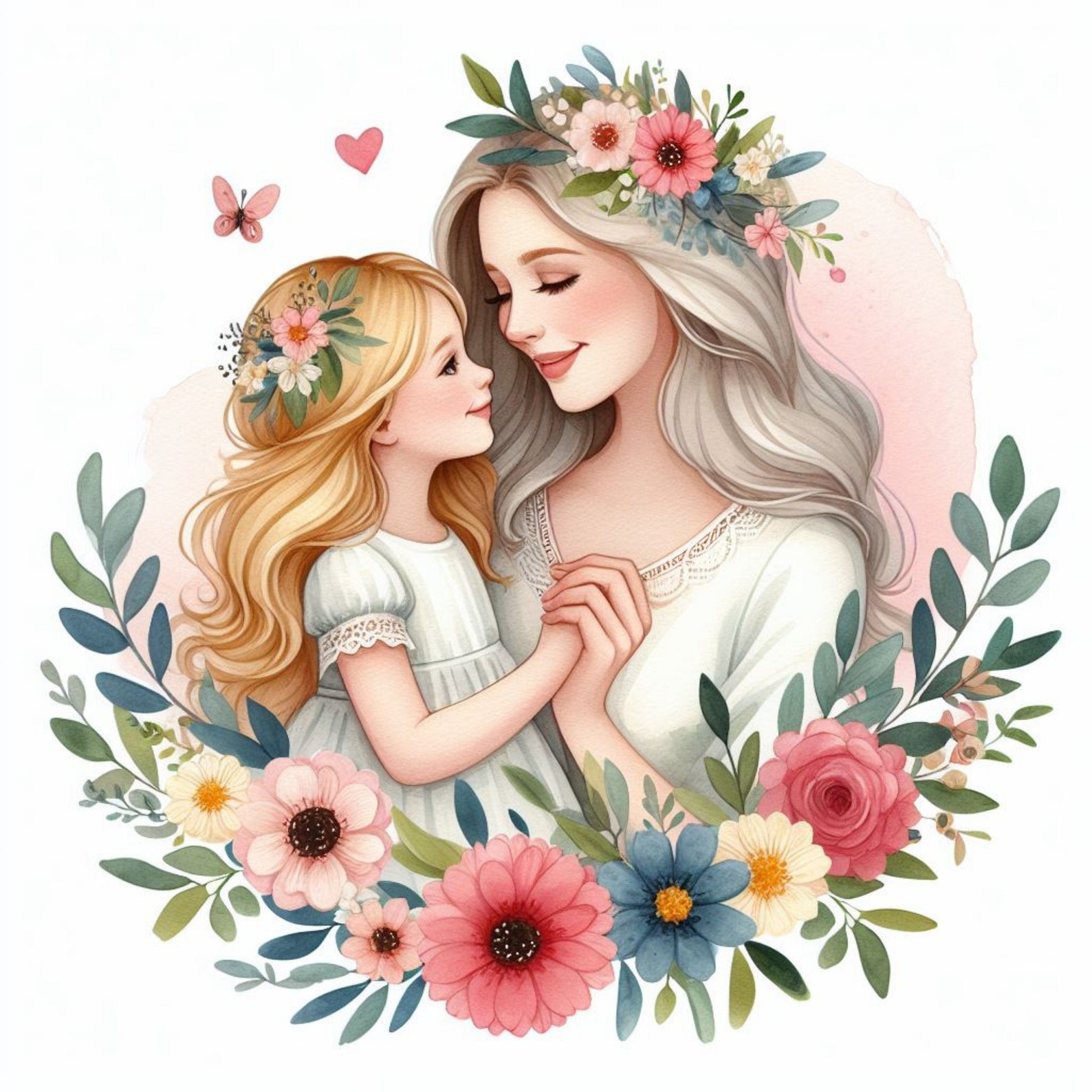 10 Mother's Day Poster, Mother and Daughter Print, Printable Watercolor ...