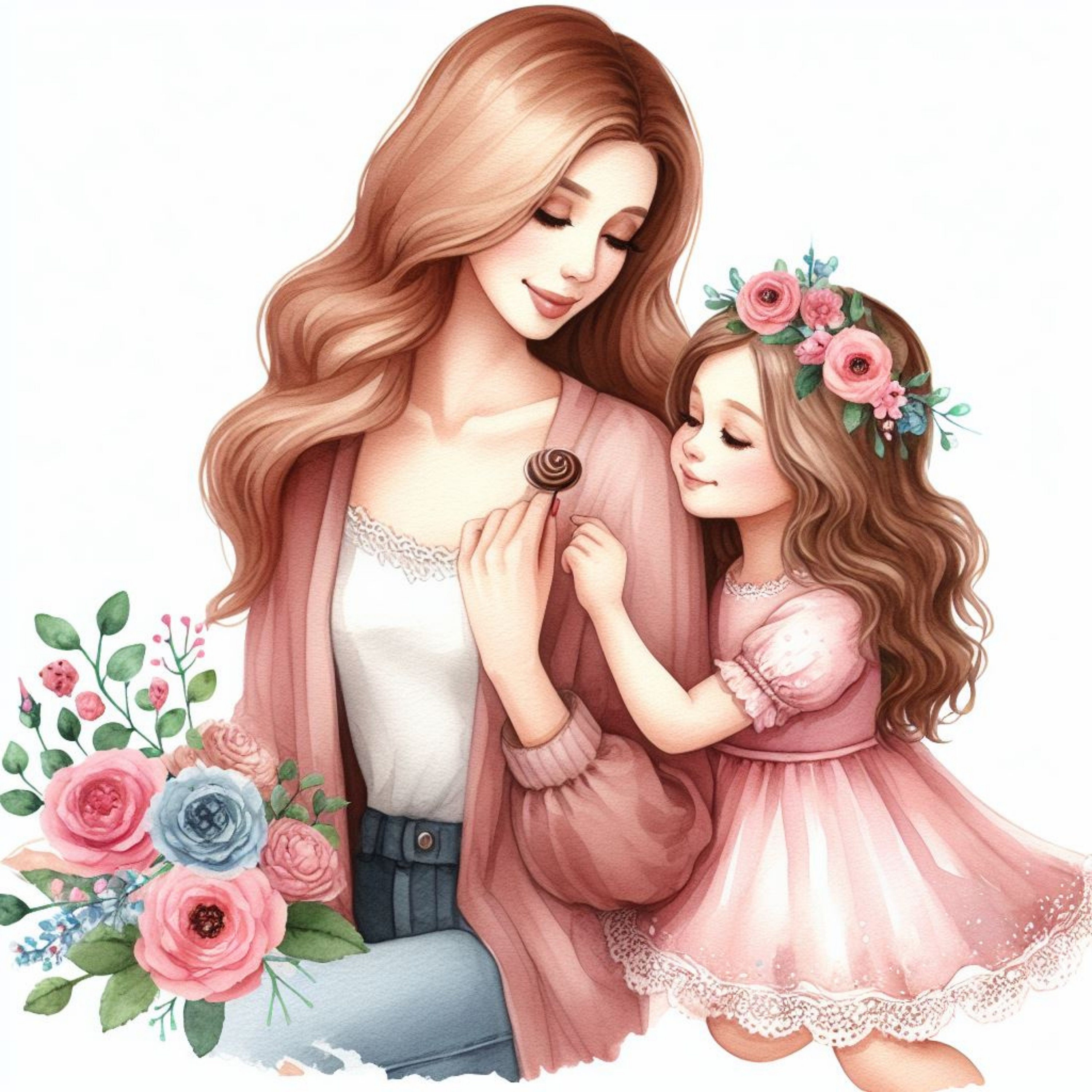 10 Mother's Day Poster, Mother and Daughter Print, Printable Watercolor ...