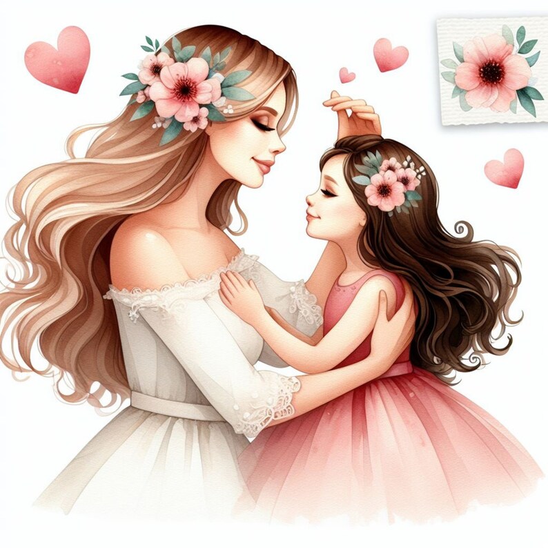 10 Mother's Day Poster, Mother and Daughter Print, Printable Watercolor ...
