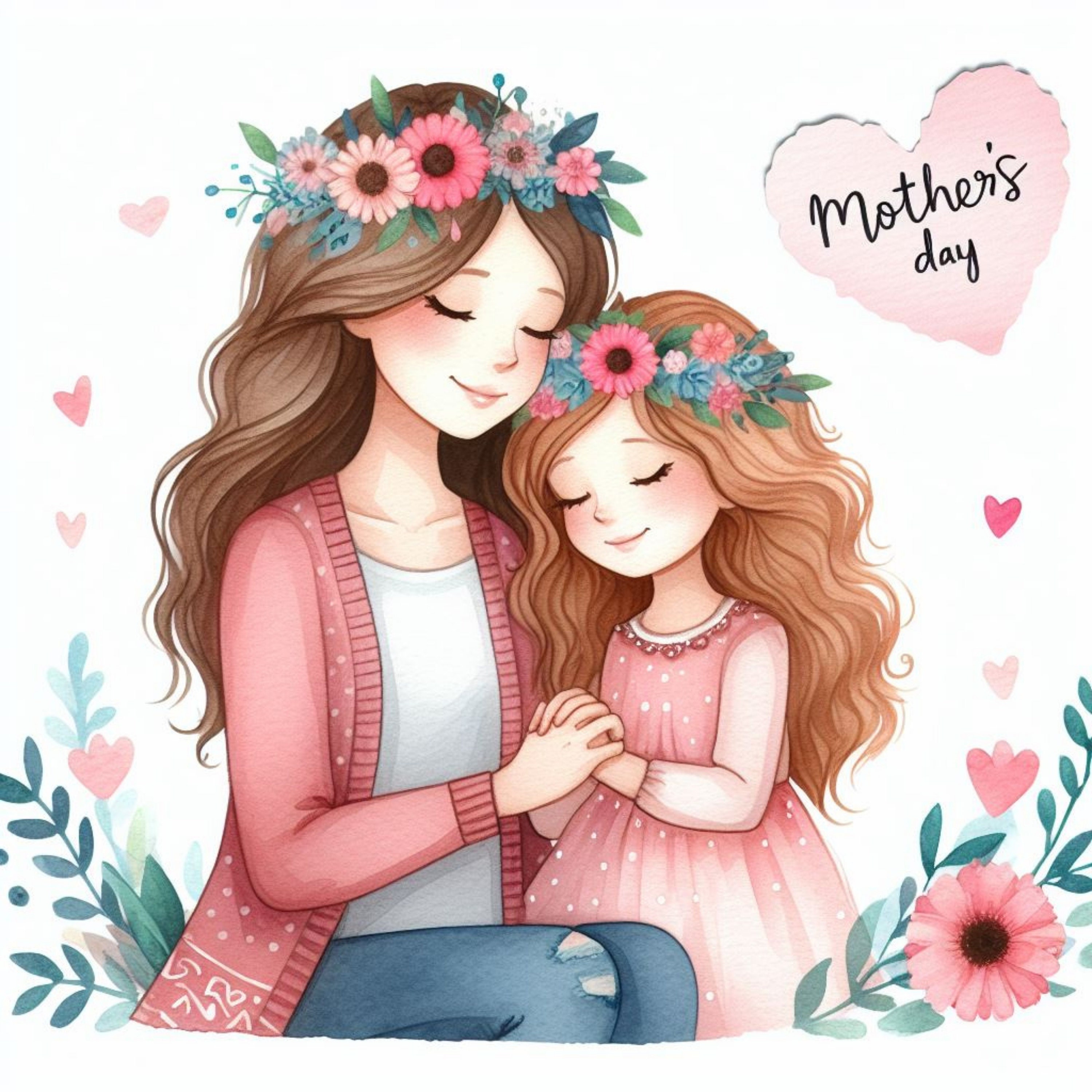 10 Mother's Day Poster, Mother and Daughter Print, Printable Watercolor ...