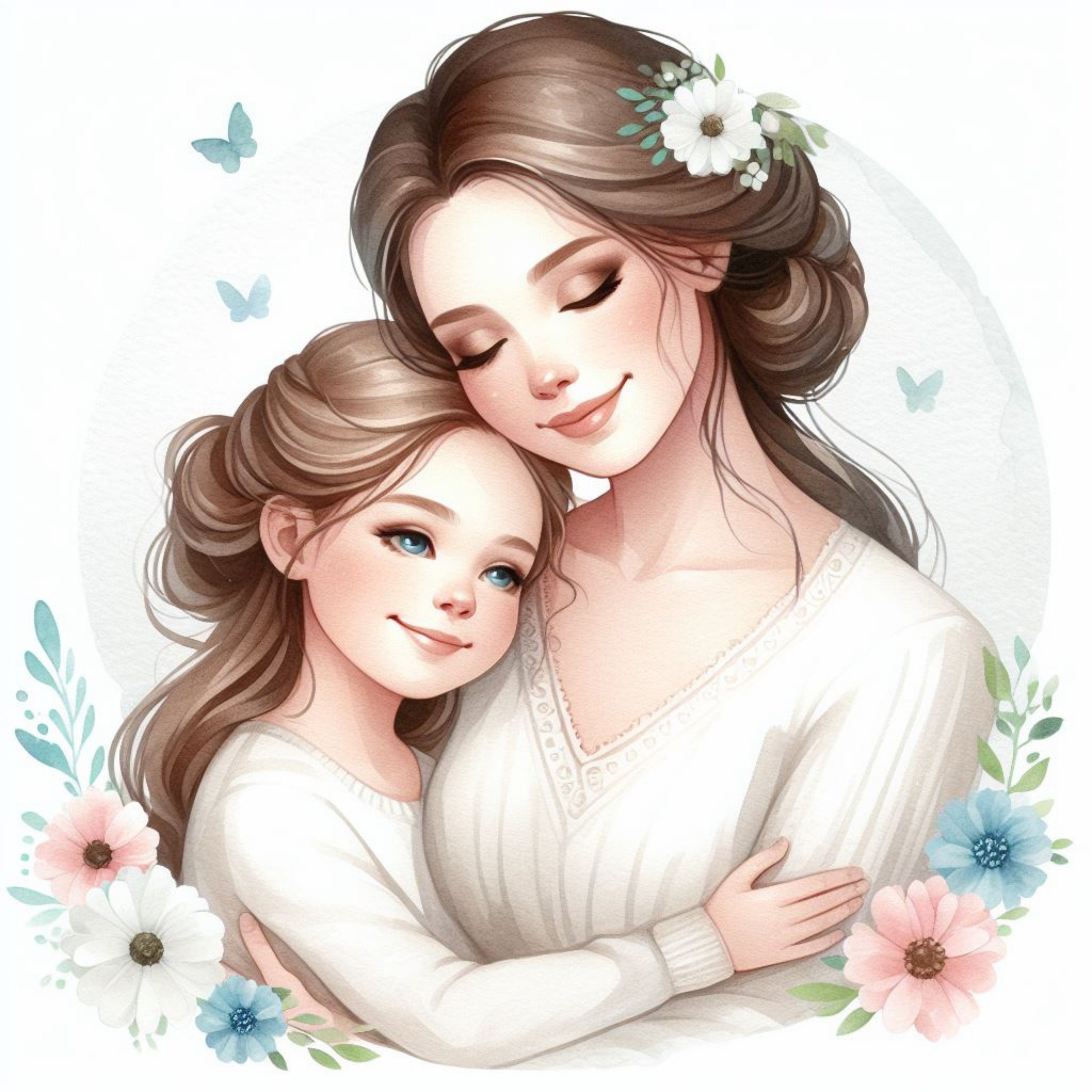 10 Mother's Day Poster, Mother and Daughter Print, Printable Watercolor ...