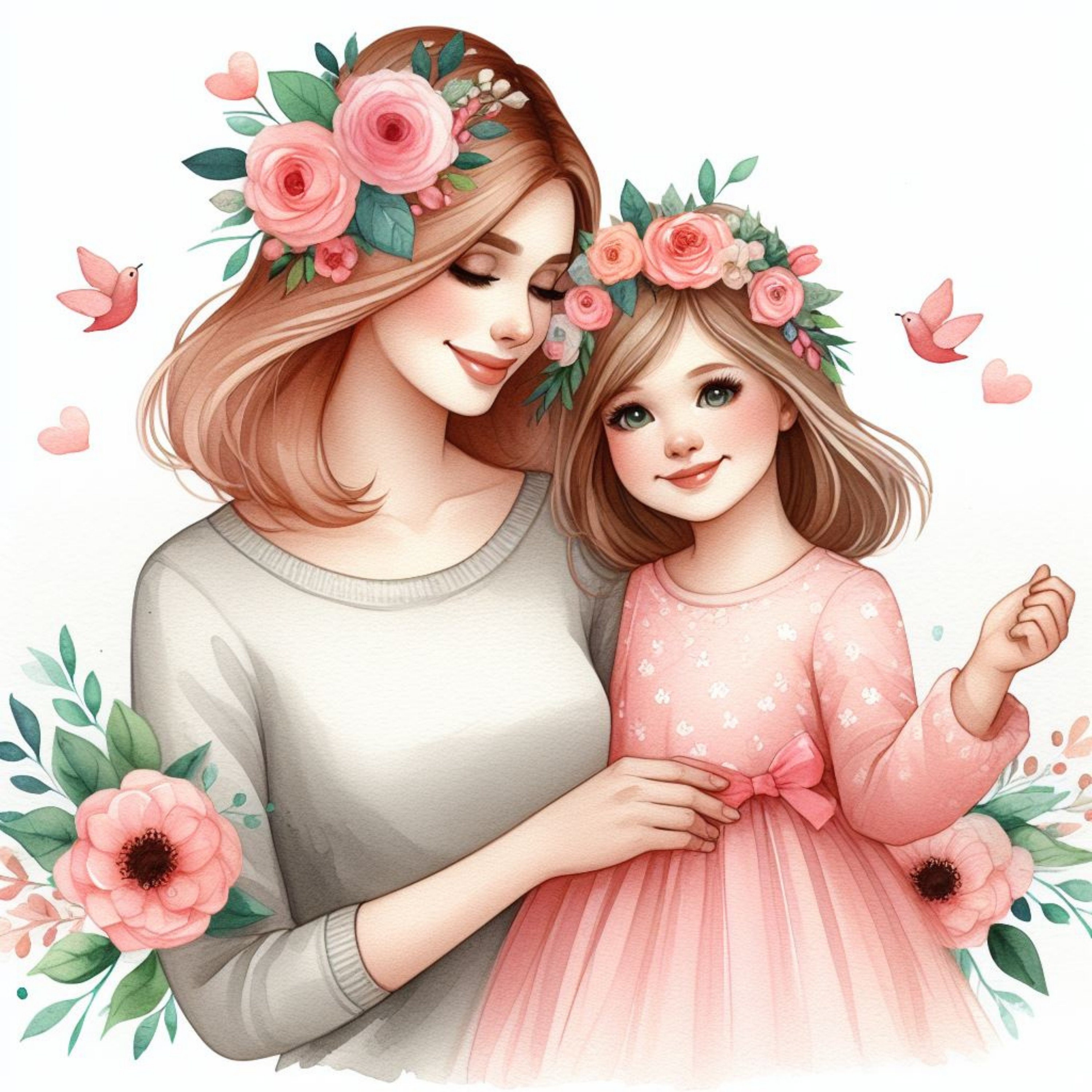 10 Mother's Day Poster, Mother and Daughter Print, Printable Watercolor ...