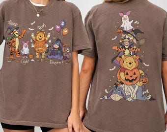 Winnie the Pooh Two-sided, Pooh Bear Piglet Tigger Eeyore Halloween Shirt, Halloween Party Tee, Spooky Season Shirt, Disney Halloween Shirt