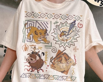 Kids Vintage 90's Disney the Lion King Simba and Nala Tee Size