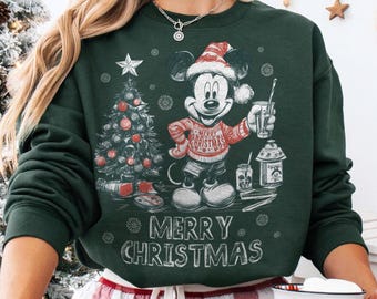 Retro Disney Christmas Santa Mickey and Friends Christmas Lights Shirt, Mickey's Very Merry Xmas Shirt, Disneyland Christmas Matching Tee
