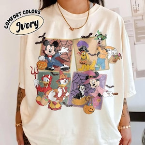 Maglietta Disney Halloween Comfort Colors, Maglietta di Halloween Topolino e i suoi amici, Maglietta per la festa di Halloween non proprio spaventosa di Topolino, Maglietta Disney Halloween