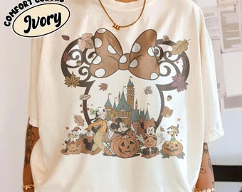 Comfort Colors Mickey and Friends Autumn Shirt, Disneyland Fall Vibes Tee, Disney Family Halloween Trip Shirt, Magic Pumpkin Boo Spooky Tee
