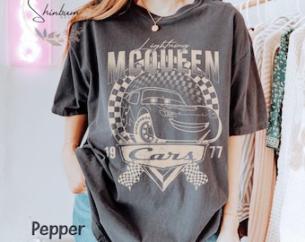 Vintage Lightning McQueen-shirt | Cars Land familievakantie-T-shirt | Disney Californië-avontuur | Comfort Colors-shirt