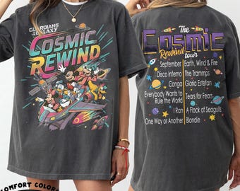 Dwustronna koszulka Myszka Miki i Przyjaciele Strażnicy Galaktyki Cosmic Rewind, Rodzinna wycieczka do Epcot Center 2026, Koszulka pasująca do drużyny Retro Disney Ride