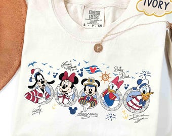 Comfort Colors® ディズニークルーズスクワッドシャツ、ミッキーと仲間たちのクルーズTシャツ、ディズニークルーズトリップシャツ、ディズニーサマーシャツ、ディズニーバケーション