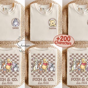 Retro Winnie de Pooh-shirt, aangepast Disney Comfort Colors-shirt, bijpassende shirt van Pooh An Co, shirt Disneyland Trip 2025, Disney Family-T-shirt