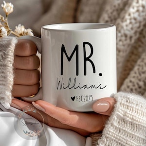 Personalized Mr & Mrs Coffee Mugs, Husband and Wife Mugs, Mr and Mrs Mug, Bridal Shower Gift, Custom Mr Mrs Coffee Mugs, Gift For Couple
