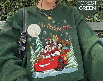 Vintage Mickey & friends Weihnachtsautos Shirts, Lightning McQueen Car Weihnachten, Disney world Disneyland Mickey's very merry Christmas Party