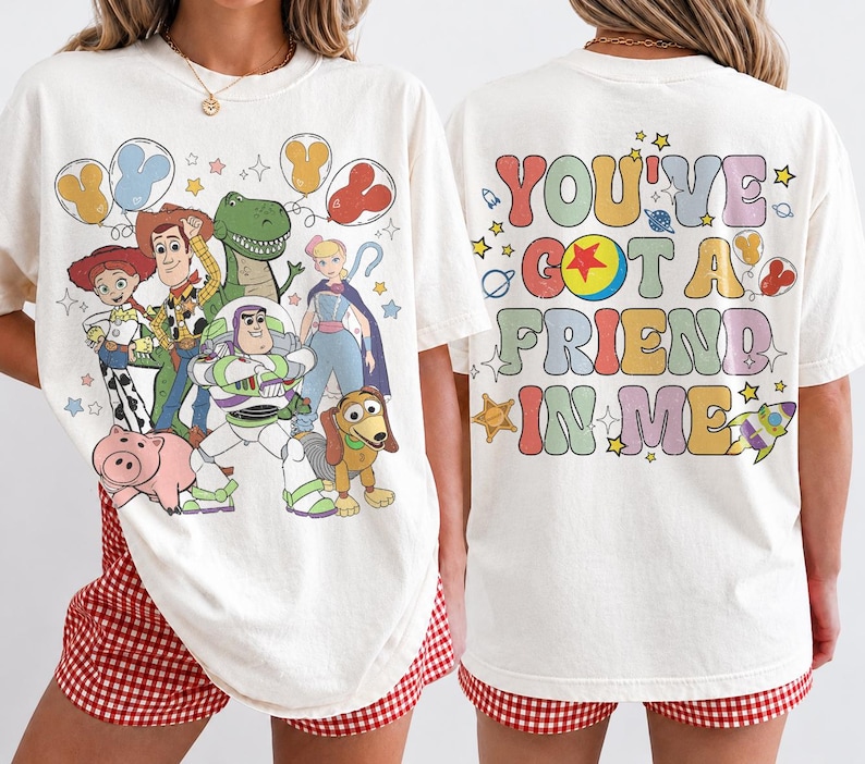 Retro Disney Toy Story Comfort Colors Shirt, You Ve Got A Friend In Me Shirt, Toy Story Movie Characters Tee, Disney Family Trip Shirt image 3