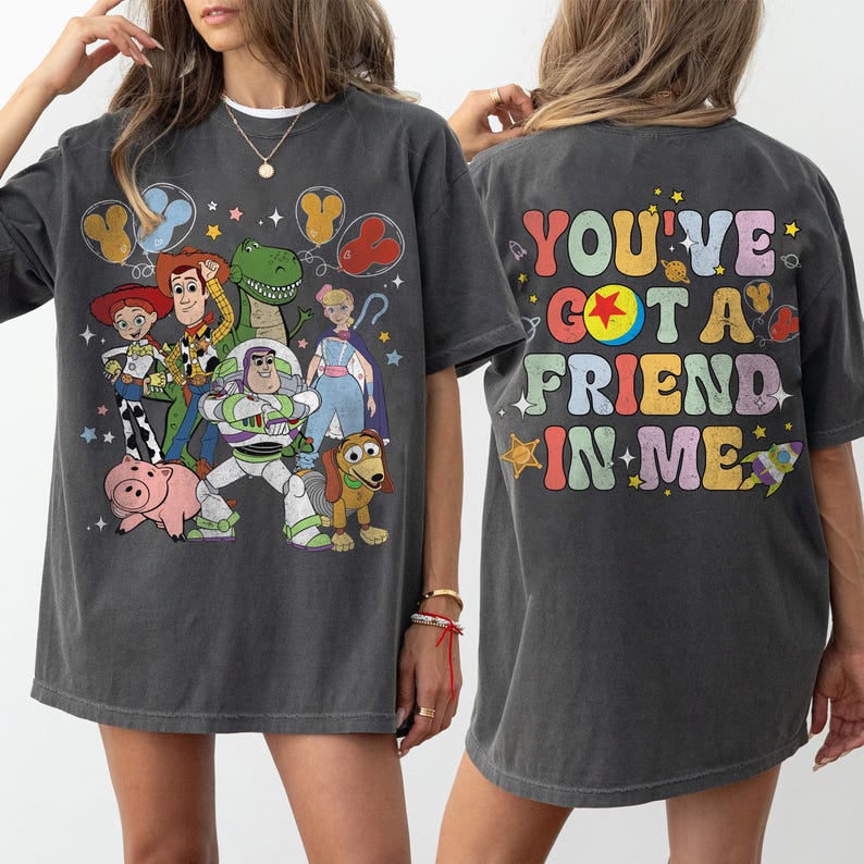 Retro Disney Toy Story Comfort Colors Shirt, You Ve Got A Friend In Me Shirt, Toy Story Movie Characters Tee, Disney Family Trip Shirt image 2