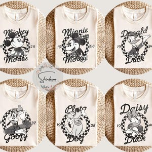 Retro Mickey and Friends Shirt, Checkered Disneyland Shirt, Disneyworld shirt, Disney Family Vacation Shirt, Disney Trip Shirt, Mickey Shirt