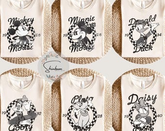 Camiseta retro de Mickey y sus amigos, camiseta a cuadros de Disneyland, camiseta de Disneyworld, camiseta de vacaciones familiares de Disney, camiseta de viaje a Disney, camiseta de Mickey