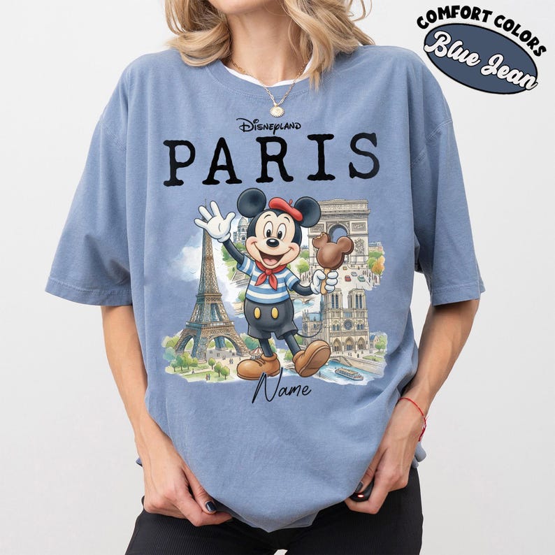 Disney Alle Charaktere Disneyland Paris Shirt, Micky und Freunde Paris Comfort Color T-Shirt, Chip N Dale Stitch Disneyland T-Shirt, WW2 Trip Tee Blue Jean