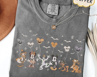 Comfort Colors ミッキー＆フレンズ ハロウィンシャツ、ミッキー＆ミニー ハロウィンシャツ、ディズニー ハロウィンギフトシャツ、面白いハロウィンシャツ