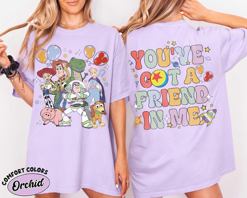 Retro Disney Toy Story Comfort Colors Shirt, You Ve Got A Friend In Me Shirt, Toy Story Movie Characters Tee, Disney Family Trip Shirt image 4