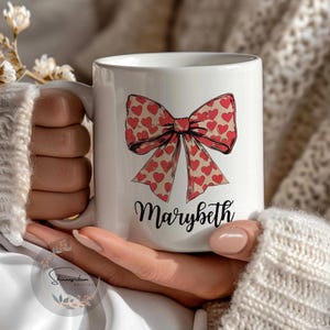 Gepersonaliseerde liefde en vriendschap sublimatie koffiemokken, aangepaste koffiemok set voor koppels, koffiemok hartcoquette strik, cadeau voor stel