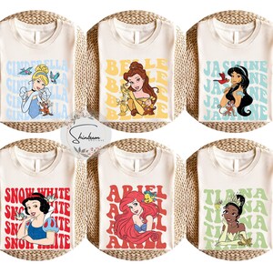 Disney Princess Characters Shirts, Cinderella Shirt, Snow White Tee, Little Mermaid Tee, Rapunzel Tee, Aurora Moana Shirt, Mickey Castle Tee