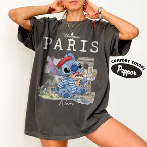 Disney Alle Charaktere Disneyland Paris Shirt, Micky und Freunde Paris Comfort Color T-Shirt, Chip N Dale Stitch Disneyland T-Shirt, WW2 Trip Tee Pepper/Dark Heather