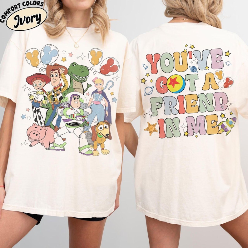 Retro Disney Toy Story Comfort Colors Shirt, You Ve Got A Friend In Me Shirt, Toy Story Movie Characters Tee, Disney Family Trip Shirt image 1