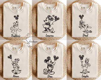 Aangepaste naam Disney Family Vacation 2025-shirt | Gepersonaliseerde Mickey and Friends-T-shirt | Bijpassende shirts voor Disneyland-reis