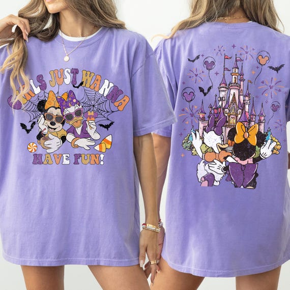 Minnie and Daisy Halloween Shirt, Cute Disney Comfort Colors Tee for Girls & Toddlers, Spooky Minnie Daisy Halloween, Fall Vacation Outfit