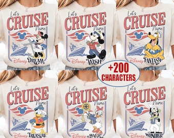 Personalisiertes Disney Cruise Line 2026-Shirt, Micky und Freunde Familien-Kreuzfahrt-Reise-Shirt, Let's Cruise, Disney Wish Dream Magic Wonder Fantasy