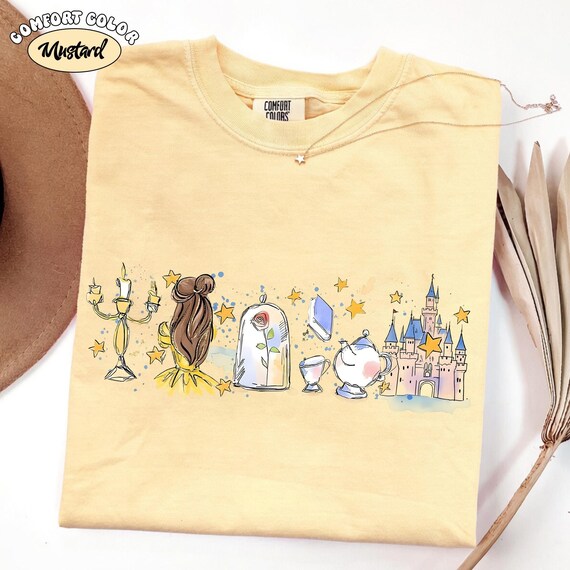 Beauty and the Beast Belle Comfort Colors Shirts, Tale as Old as Time Disney Princess Tee, Magic Kingdom, Vintage Watercolor Girly Aesthetic