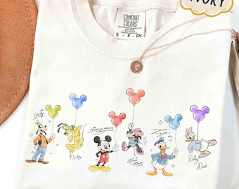 Retro Disney Mickey and Friends Shirt, Mickey Balloon Tee, Vintage Disney Characters Shirt, Disney Mouse Head Tee, Disney Family Gift
