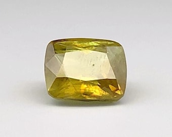 7.70 Carat Greenish Yellow Sphene Gemstone - Cushion Cut
