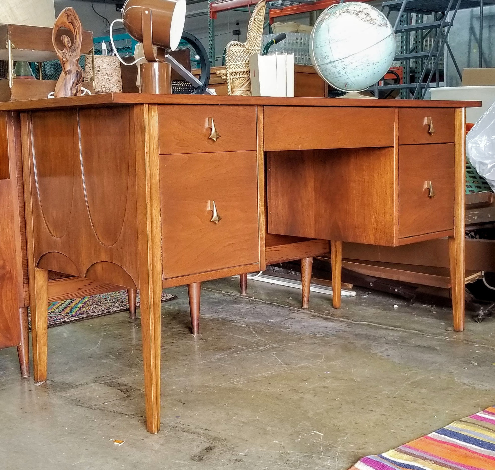 Broyhill Brasilia Mid Century Modern Desk Buyer Pays Shipping Etsy