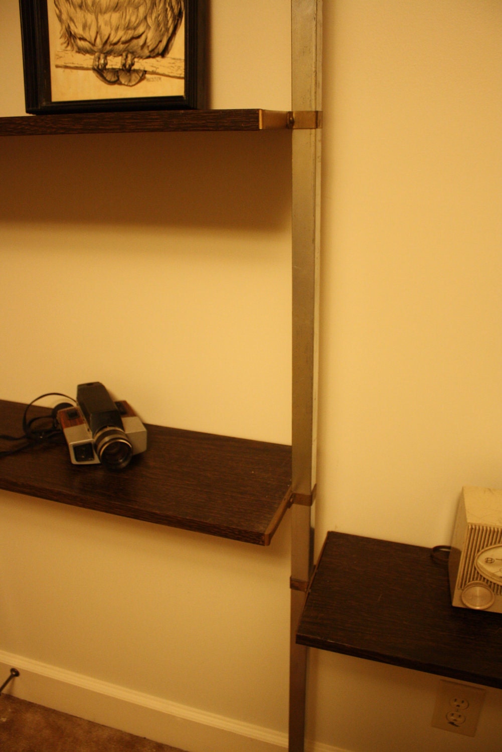 Retro Metal Wall Shelf Room Divider Steampunk Chrome Tension Etsy