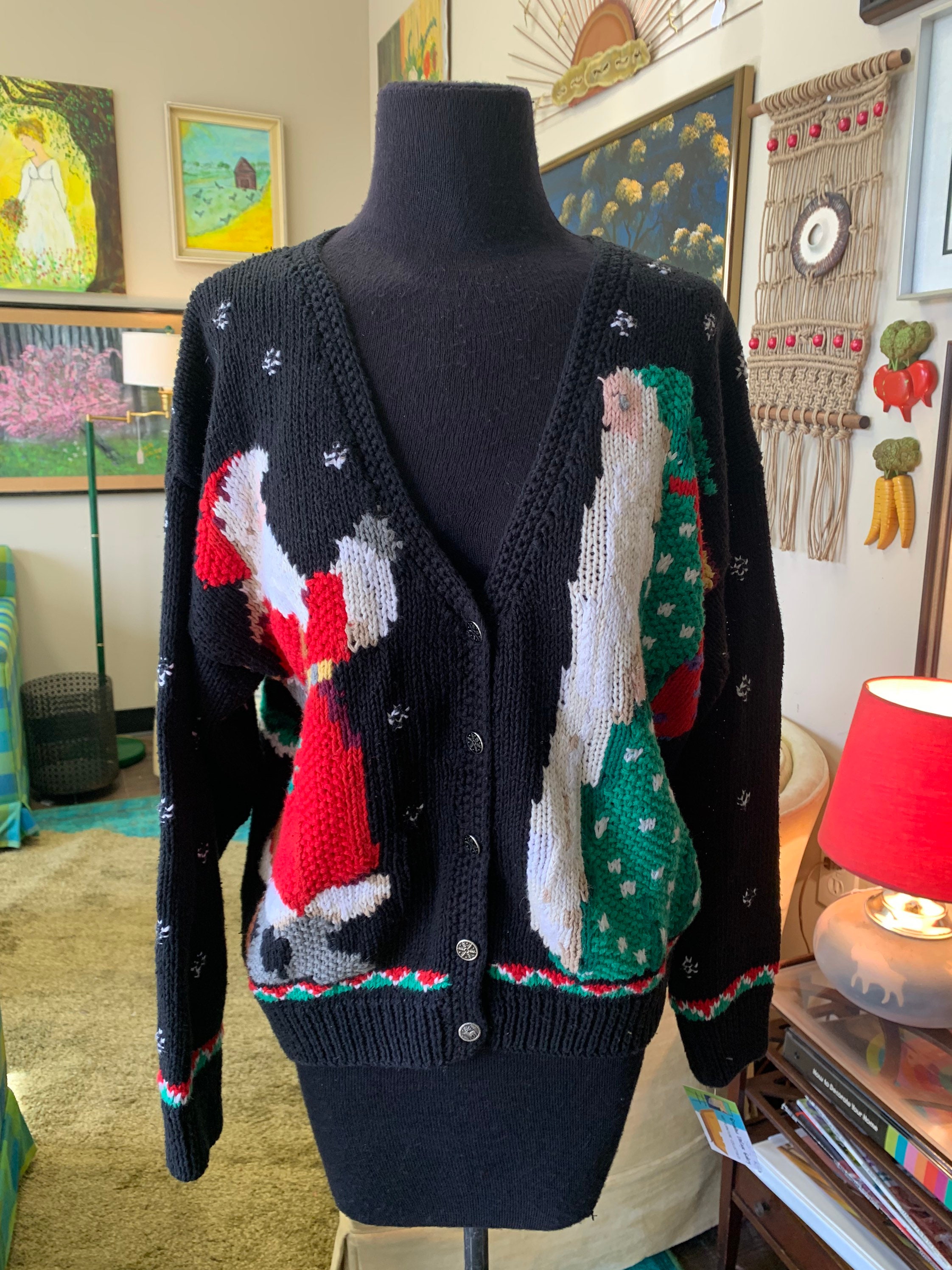 Vintage Ugly Christmas Sweater Button 