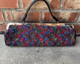 Vintage Floral Embroidered Long Handbag Purse