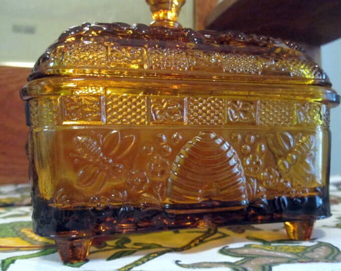 Amber Glass Beehive Candy Dish Etsy