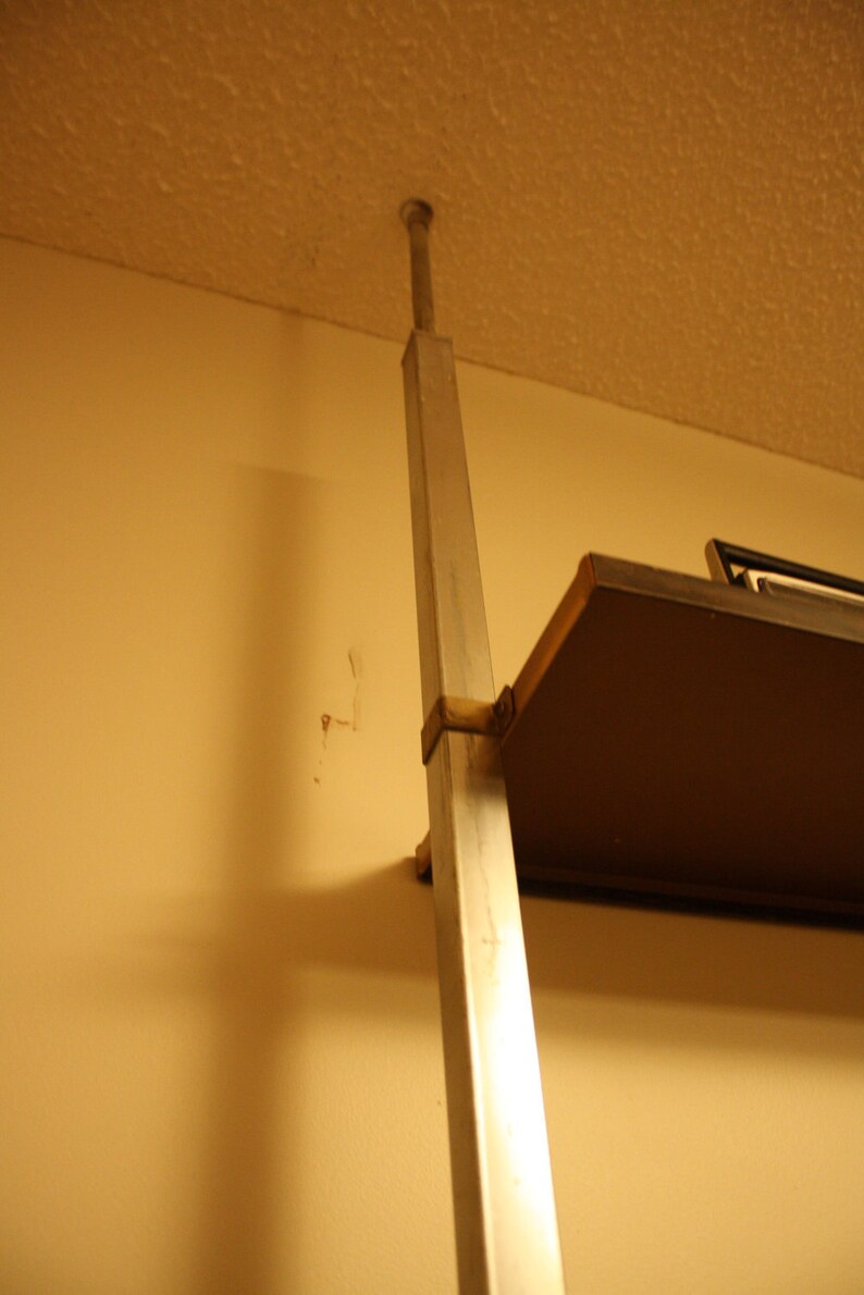 Retro Metal Wall Shelf Room Divider Steampunk Chrome Tension Etsy