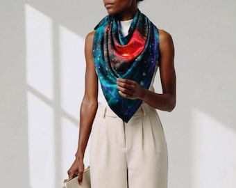 Nebula Satin Scarf – Wearable Art, Carolina Nunez Bussolini Design. Rave festivals