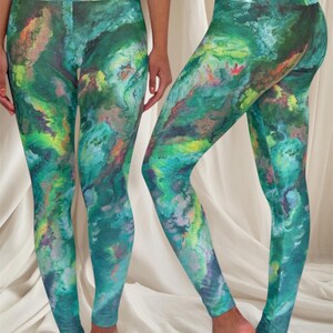 Artistic High Waisted Yoga Leggings for Fitness and Comfort | Colorful Leggings, Athletic Wear, Gift for Yogis, Gym Essentials, Activewear