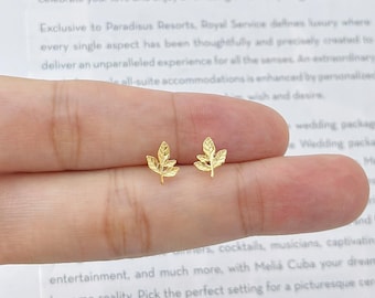 Zarte Blätter-Ohrstecker aus 925er Sterlingsilber, goldene Blätter-Ohrstecker, minimalistische Pflanzen-Ohrringe, Silber oder Gold