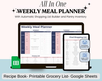 Digital Weekly Meal Planner & Grocery List | Google Sheets Template ...