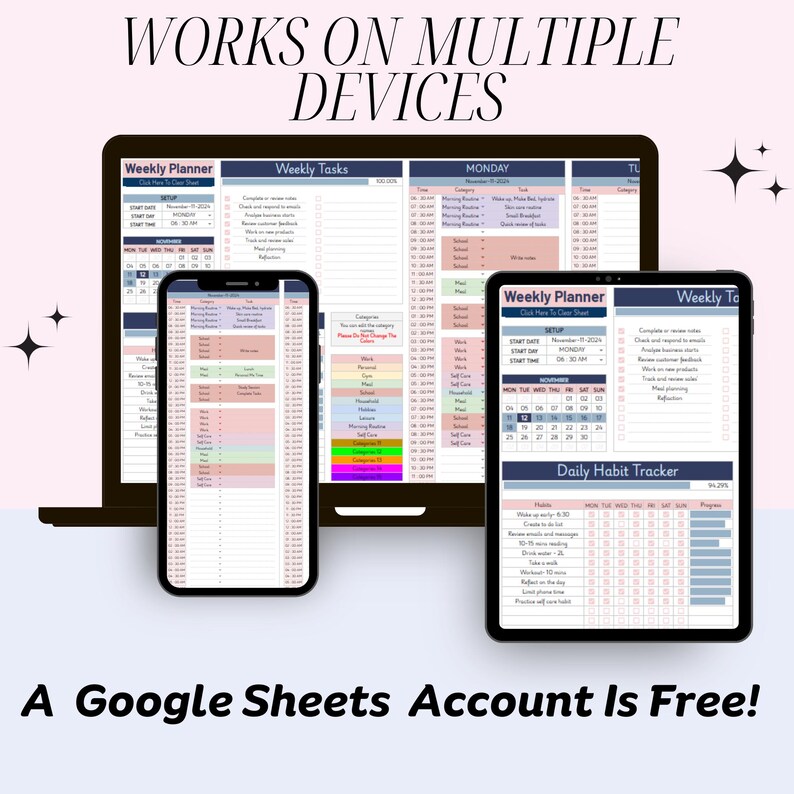 Buy Weekly Planner 2025 Undated Digital Weekly Planner Template