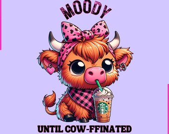 Kaffeekuh PNG, stimmungsvolle Kuh PNG, Western PNG, süße Kuh png, Kaffeeliebhaber, Sofortiger Download, Sublimierung, digitaler Download