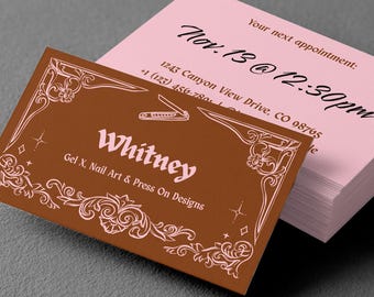 Nail Tech Business Card Whimsy Goth Template Nail Artist Canva Editable Beauty Salon Luxury Small Business QR Code Moody Printable Design