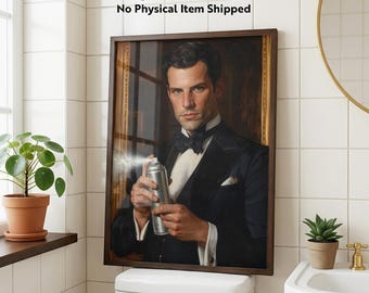 Maximalist Gallery Wall Art Victorian Portrait Oil Painting Style Eclectic Decor Vintage Dandy Print Funny Digital Printable Bathroom